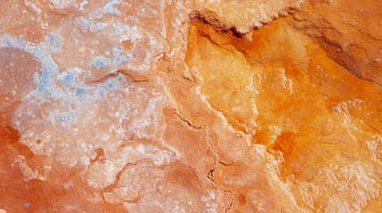 Fototapeta premium Earthy texture of dry riverbed with cracked surface in warm tones