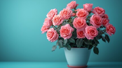 Obraz premium roses in a pot isolated on a solid color background