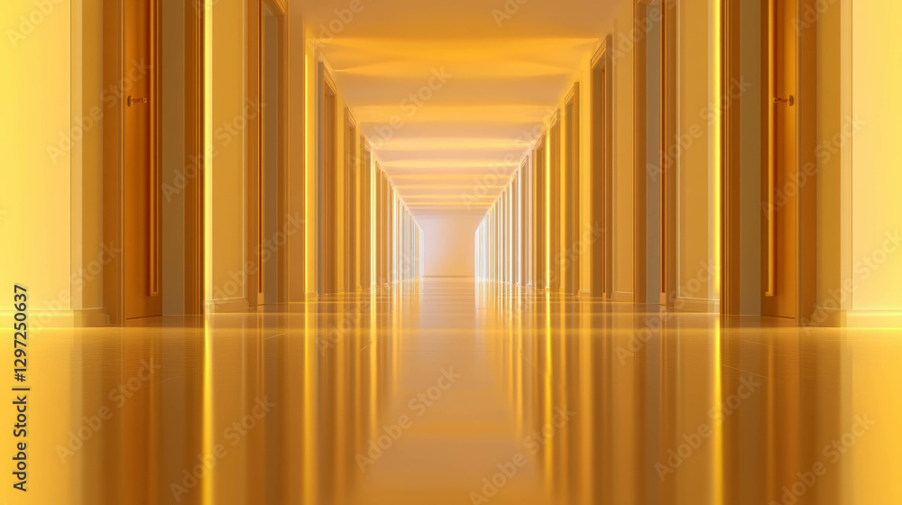 Aufkleber endless hallways with repeating doors creating a surreal perspective for design concepts