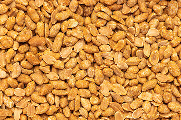 Macro photography of dry roasted peanuts, coated, salty, crunchy snack, nuts, dietary fiber