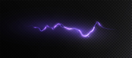 Realistic vector lightning, thunderstorm, stormy weather, electric discharge. Vector illustration