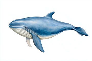 Blue whale is swimming in the ocean