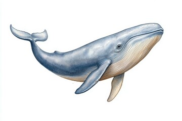 Fototapeta premium Blue whale is swimming in the ocean