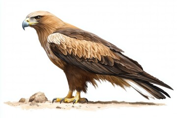 Obraz premium Large brown and white bird with a yellow beak and talons