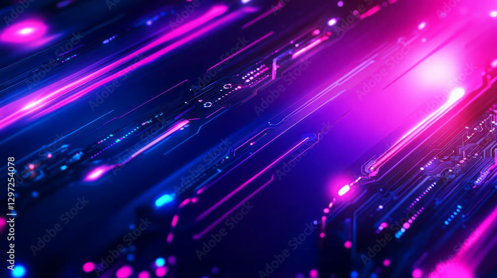 Poster futuristic technology background with intricate neon circuitry for design and innovation themes