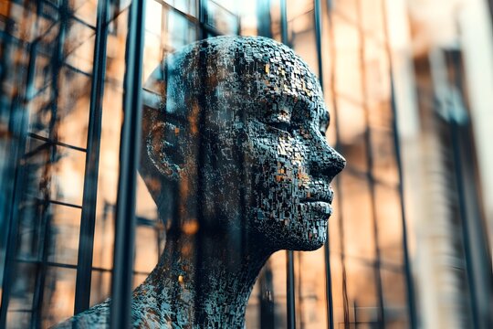 Echoes of Confinement: A thought-provoking image showing a person in metal cage, evoking a feeling of being trapped within the limitations of their own mind or external circumstances.