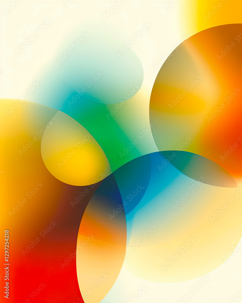 Poster colorful transitions create a visual dance of shapes in a modern minimalist design aesthetic