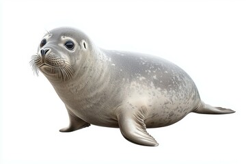 Fototapeta premium Seal is standing on a white background