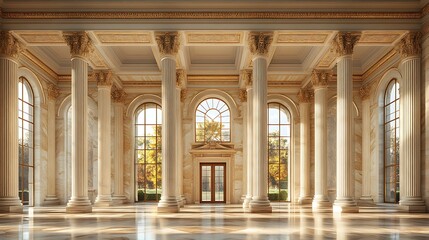 Fototapeta premium Luxury marble columns by the ocean high resolution hd picture