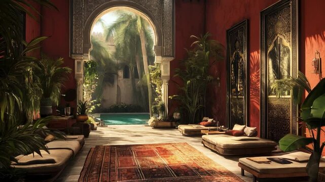 Serene Moroccan Riad Interior: A Luxurious Oasis