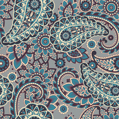 Paisley Floral oriental ethnic Pattern. Seamless Vector Ornament. Damask fabric patterns.
