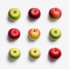 Rot und gr&uuml;n&auml;pfel in harmonischer Anordnung auf hellem Hintergrund

