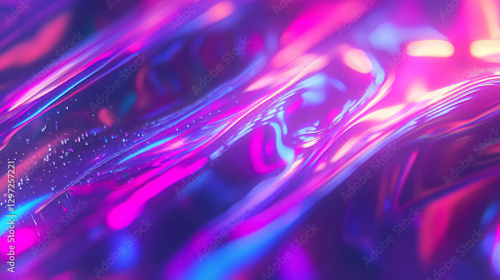Poster holographic data streams and floating elements - futuristic abstract background
