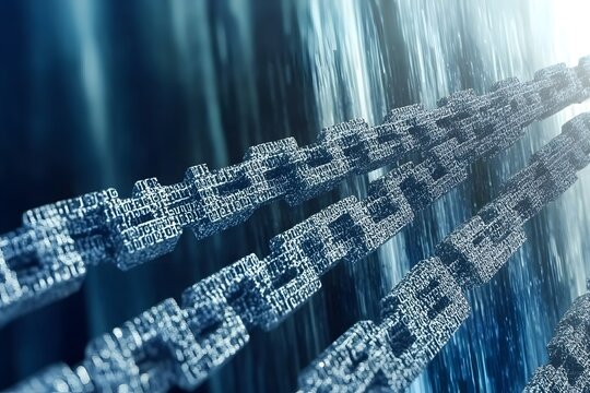 Blockchain's Digital Network: Explore the complexity of data and digital information with this image of the technology blockchain and its interconnectedness