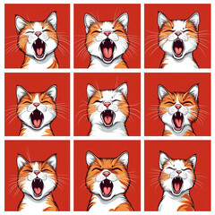 Verschiedene Katzenköpfe, die mit Emotionen zum Leben erwachen

