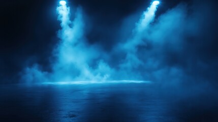 Lights and Blue Smoke Stage created with Generative AI Technology, ai, generative