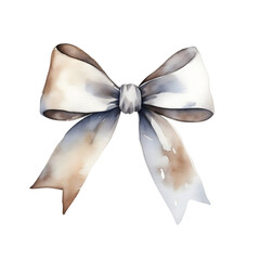 Silver Bow Isolated Watercolor Illustration Painting Storybook Whimsical Coquette 