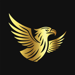 Golden Eagle Silhouette Vector Icon