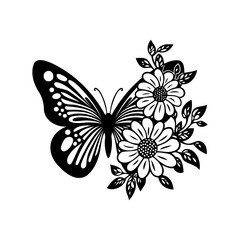 Fototapeta premium Floral butterfly, Butterfly with flower wing, vector illustration