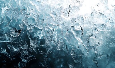 Obraz premium Icy texture with abstract blue light reflecting through frozen formations