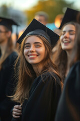 Obraz premium Smiling Young Woman in Graduation Gown – University Celebration