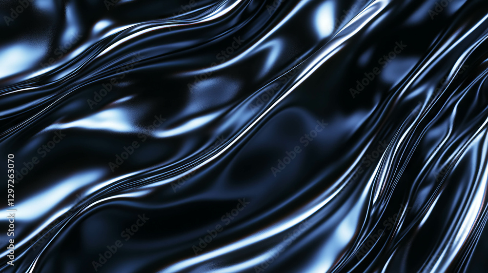Aufkleber fluid metallic waves background with liquid droplets texture for design projects