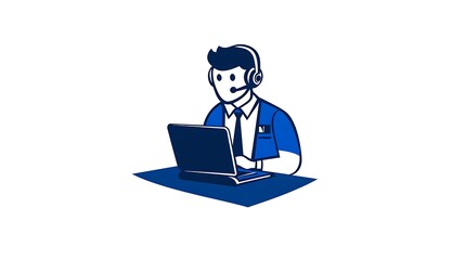 Customer Service Agent at Work: Vector Illustration AI Generated