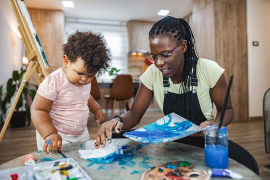 Art studio bonding: mother and child create together