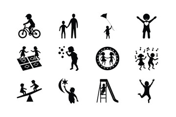 Children's Playtime Activities Bikes, Games, Slides, and Fun