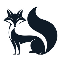 Elegant Black Fox Silhouette  Minimalist Abstract Design with Sharp Lines