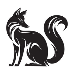Elegant Black Fox Silhouette  Minimalist Abstract Design with Sharp Lines