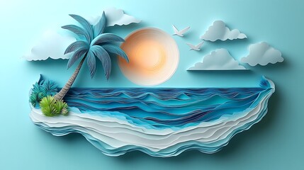Coastal summer paper craft high resolution hd design