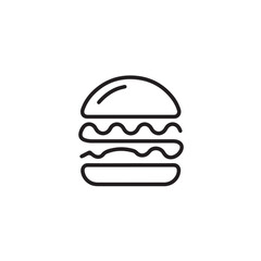 A minimalistic linear burger icon, clean lines on a white background