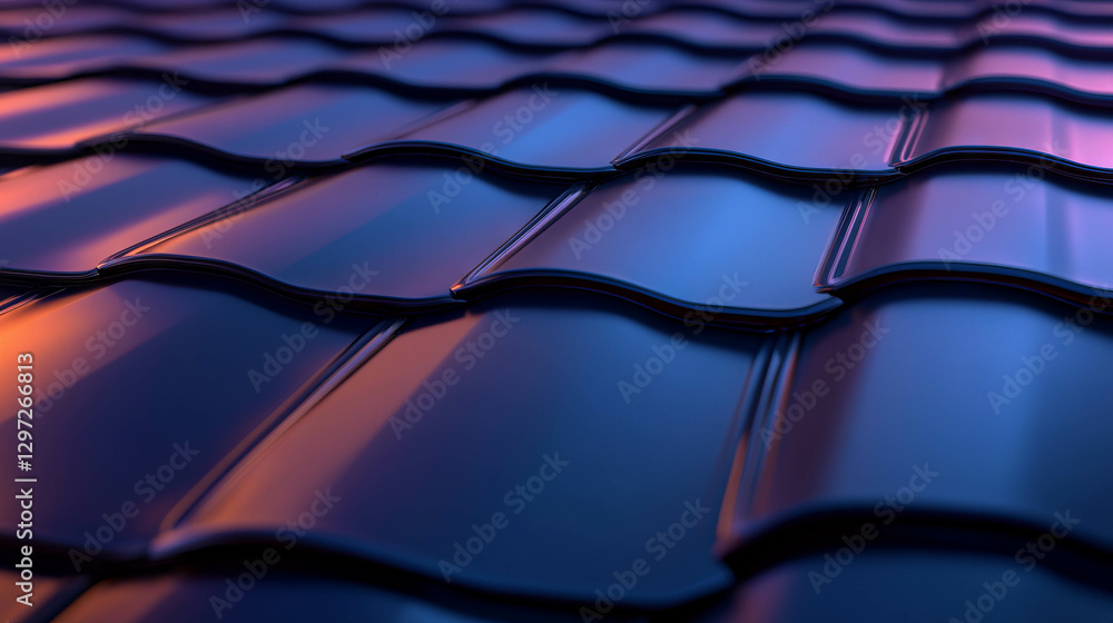 Aufkleber abstract metal tile roof texture with pattern in close-up view for architectural design
