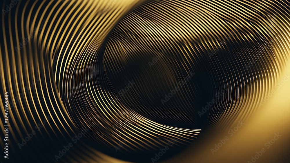 Poster abstract golden tunnel with flowing curved lines creating a futuristic and dynamic pattern