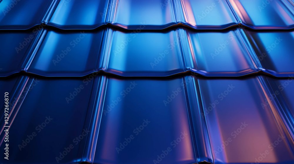 Poster modern metallic tile roof with reflective texture and pattern for architectural design