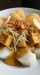 Indonesian Culinary Delight: A Close-Up of  Lontong Sayur