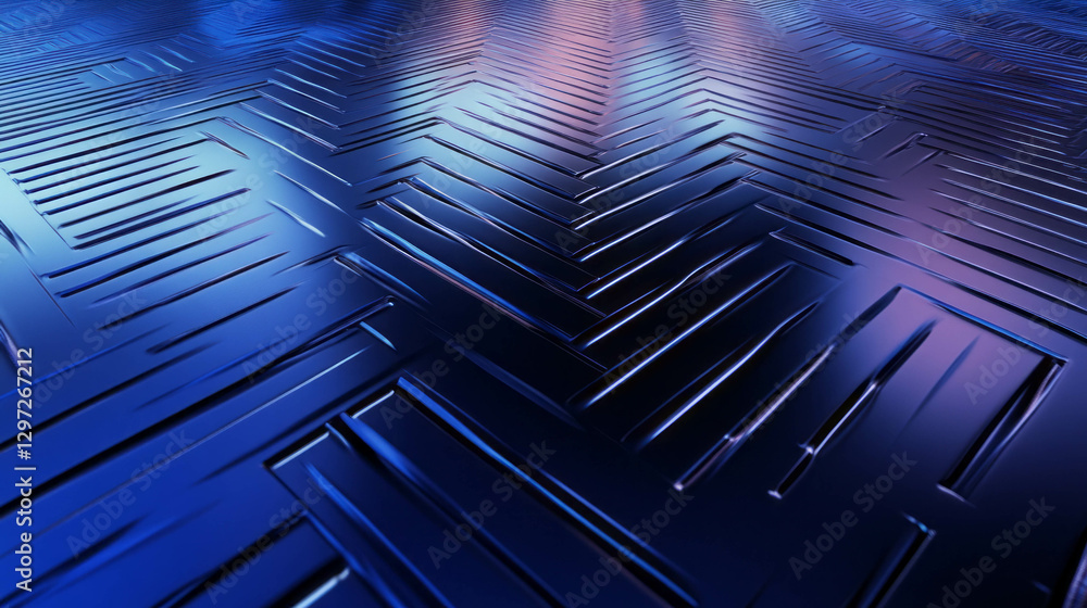 Poster abstract metallic grid texture with sharp lines in blue tones for modern design