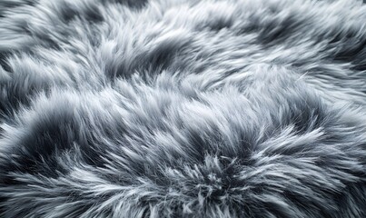 Obraz premium Close-up of fluffy textured gray faux fur material with a soft look