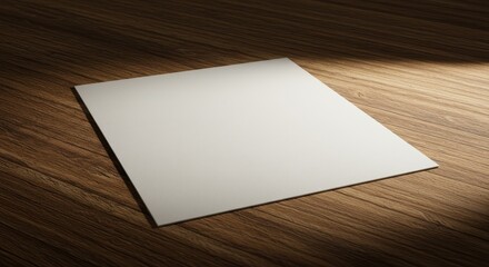 Blank Square Card Mockup on Wooden Surface
