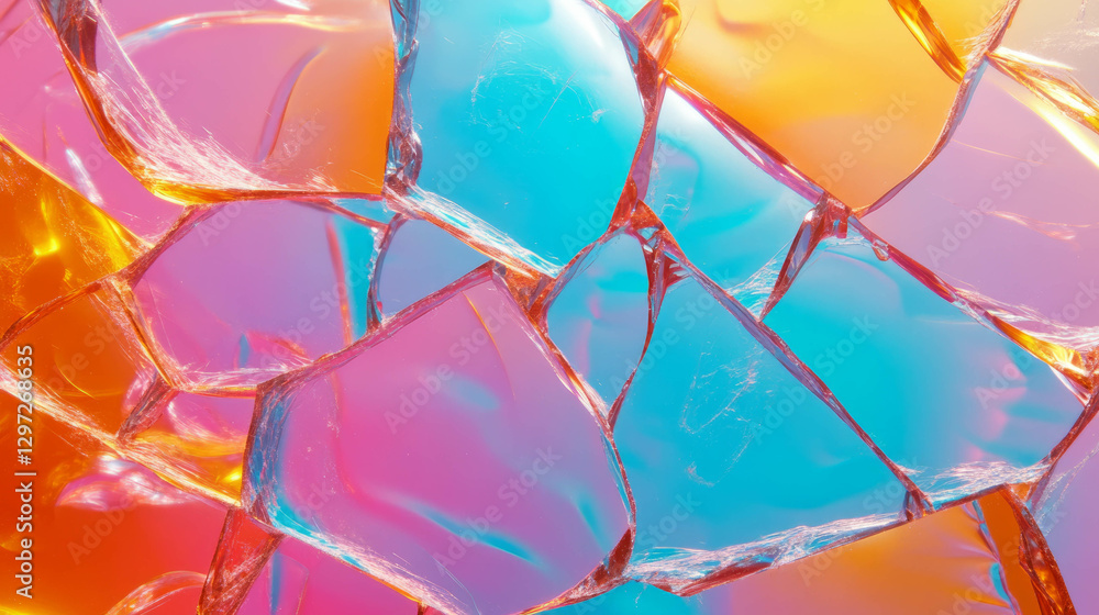 Poster vibrant multicolored broken glass background with abstract branch textures for artistic design