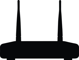 Black Silhouette of Wireless Router with Dual Antennas - Common Networking Hardware for Internet Connectivity