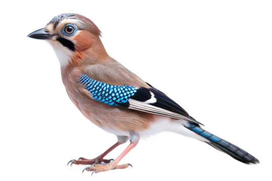 Close-up of a Eurasian jay perched. PNG format