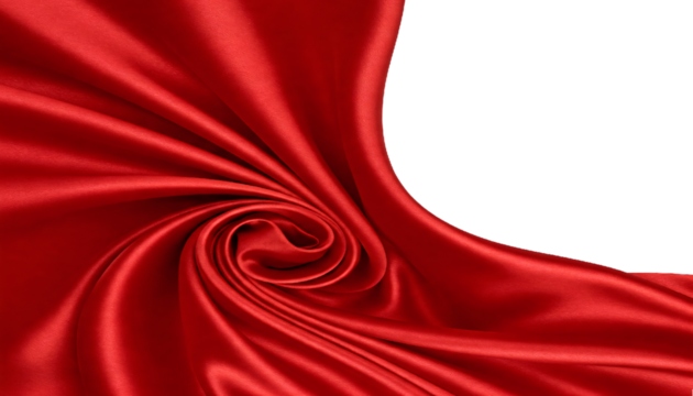 red satin fabric on transparent background