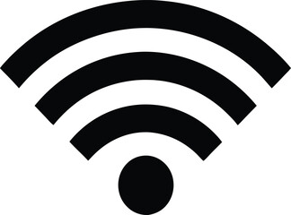 Simple Black Wi-Fi Symbol with Three Curved Lines and Dot on White Background - Wireless Connectivity Icon