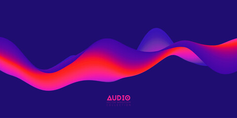 Gradient sound wave abstract background. Colorful flow of music wave. Vector vibrant fluid splash.