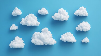 Naklejka premium Different cloud shapes on a blue background. 