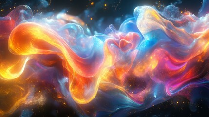 Obraz premium Futuristic abstract background with flowing neon curves, creating a dynamic and immersive space