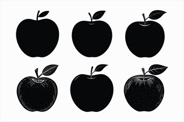 Set of apple fruit vector illustration.