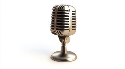 Fototapeta premium Retro-style vintage microphone icon on a white background. 